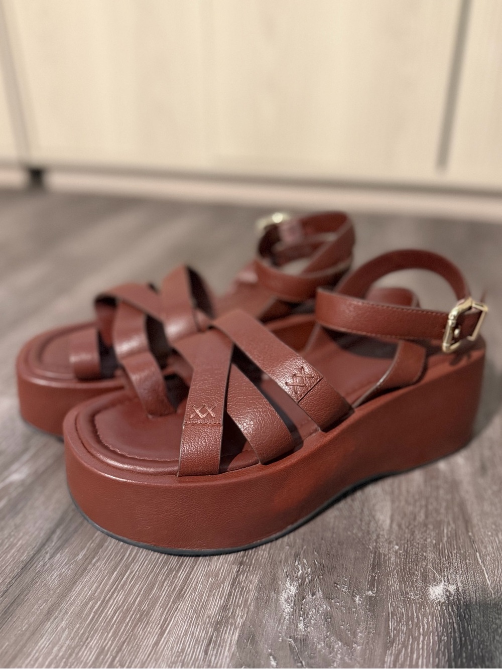 Free People Hazel Flatform - Platform Sandal Wedge Chunky Leather Boho Chic - Picture 5 of 8